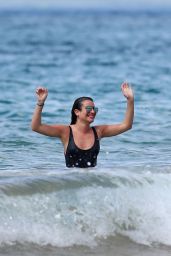 Lea Michele in Black Swimsuit at a Beach in Hawaii 2/21/ 2017