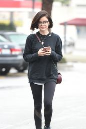 Lucy Hale - Wearing Clear Glasses on a Gloomy Day in Los Angeles 2/20/ 2017