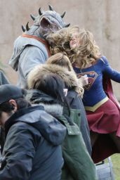 Melissa Benoist - Filming Supergirl in Vancouver 2/24/ 2017
