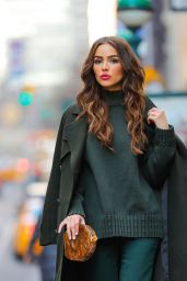 Olivia Culpo in a Stylish Olive Outfit - Manhattan 2/20/ 2017