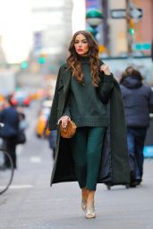 Olivia Culpo in a Stylish Olive Outfit - Manhattan 2/20/ 2017