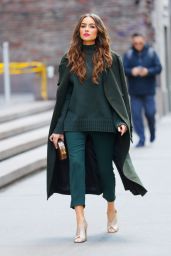 Olivia Culpo in a Stylish Olive Outfit - Manhattan 2/20/ 2017