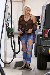 Paris Jackson in Ripped Jeans and Skimpy Top - At a Gas Station in LA 2/5/ 2017