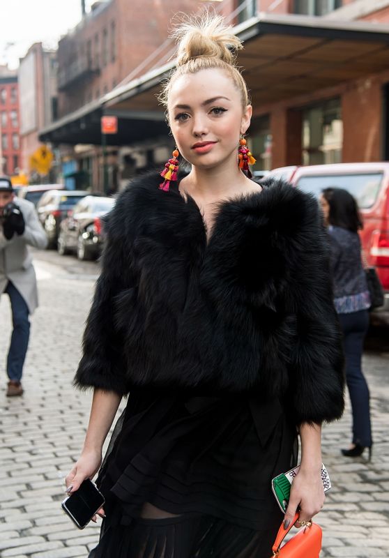 Peyton List Arriving to the Carolina Herrera Collection Show in New York 2/13/ 2017