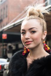 Peyton List Arriving to the Carolina Herrera Collection Show in New York 2/13/ 2017