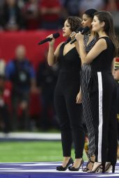 Phillipa Soo, Renee Elise Goldsberry, Jasmine Cephas Jones - Super Bowl LI - New England Patriots v Atlanta Falcons 2/5/ 2017