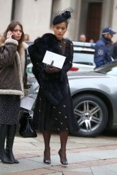 Rita Ora at Memorial Service for Franca Sozzani in Milan 2/27/ 2017