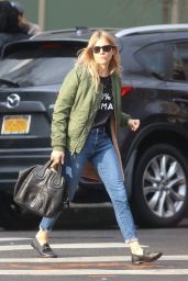 Sienna Miller Street Style - Steps Out in the East Village, NYC 2/8/ 2017