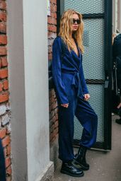Stella Maxwell Street Style - Milan Fashion Week 2/23/ 2017