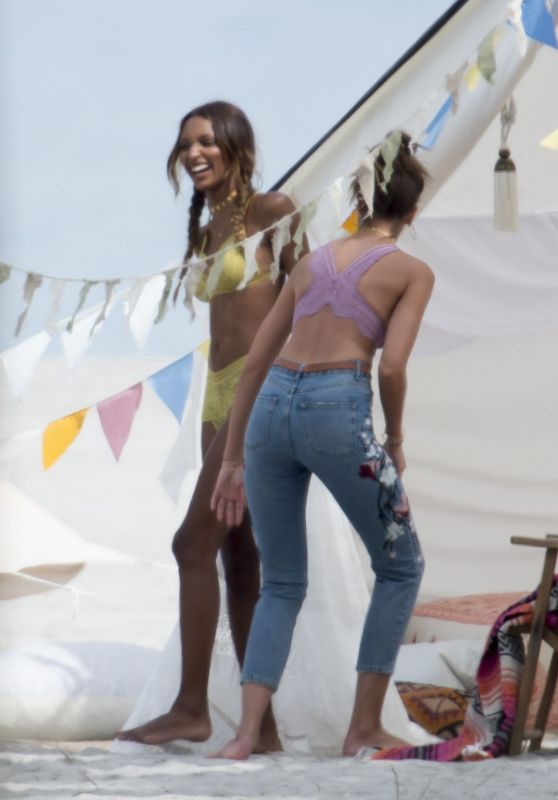 Taylor Hill and Jasmine Tookes Photoshoot on the Beach in Miami 2/2/ 2017