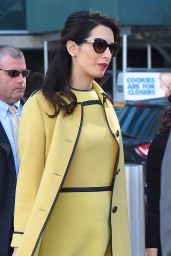 Amal Cloone in Bright Yellow - Head to the U.N. 3/9/ 2017