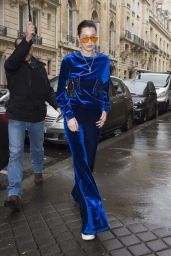 Bella Hadid in a Royal Blue Look - Out in Paris 3/6/ 2017