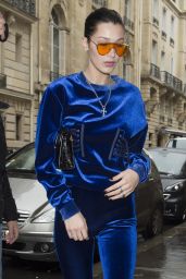 Bella Hadid in a Royal Blue Look - Out in Paris 3/6/ 2017