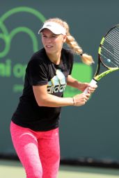 Caroline Wozniacki On The Practice Court - Miami Open in Key Biscayne 3/23/ 2017