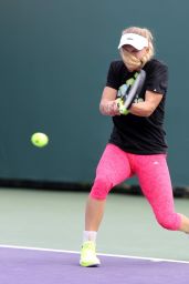 Caroline Wozniacki On The Practice Court - Miami Open in Key Biscayne 3/23/ 2017