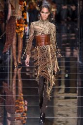 Cindy Bruna Walks Balmain Show at Paris Fashion Week 3/2/ 2017