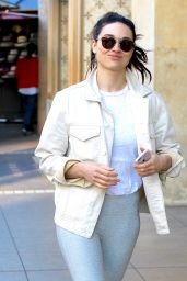 Crystal Reed Showing Off Her Fit Figure in a Pair of Grey Yoga Pants - Shopping in Beverly Hills 2/28/ 2017