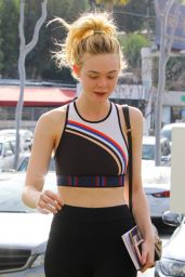 Elle Fanning in Sorts Gear Out in Los Angeles 3/15/ 2017