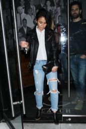 Emmanuelle Chriqui in Ripped Jeans - Leaves Catch LA Restaurant in West Hollywood 3/9/ 2017