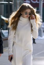 Gigi Hadid in All White - Out in NYC 3/16/ 2017