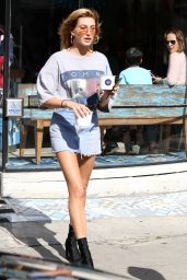 Hailey Baldwin in Denim Mini Skirt - West Hollywood 3/17/ 2017