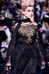 Hailey Baldwin Walks Elie Saab Show at Paris Fashion Week 3/4/ 2017