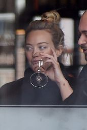 Hilary Duff Enjoys a Glass of Wine - Tribeca 3/7/ 2017