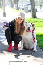 Jade Pettyjohn With Her Dog Chops in Los Angeles, CA 3/15/ 2017