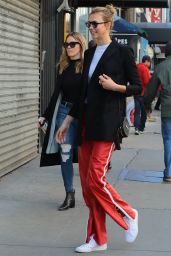 Karlie Kloss in Red Sport Pants - New York City 3/6/ 2017