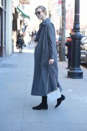 Karlie Kloss - Wearing a Grey Coat in New York City 3/5/ 2017