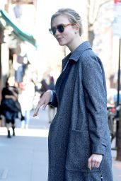 Karlie Kloss - Wearing a Grey Coat in New York City 3/5/ 2017