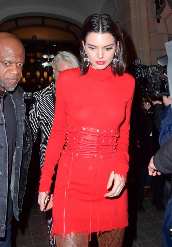 Kendall Jenner Wearing a Red Dress - Out in Paris 3/4/ 2017