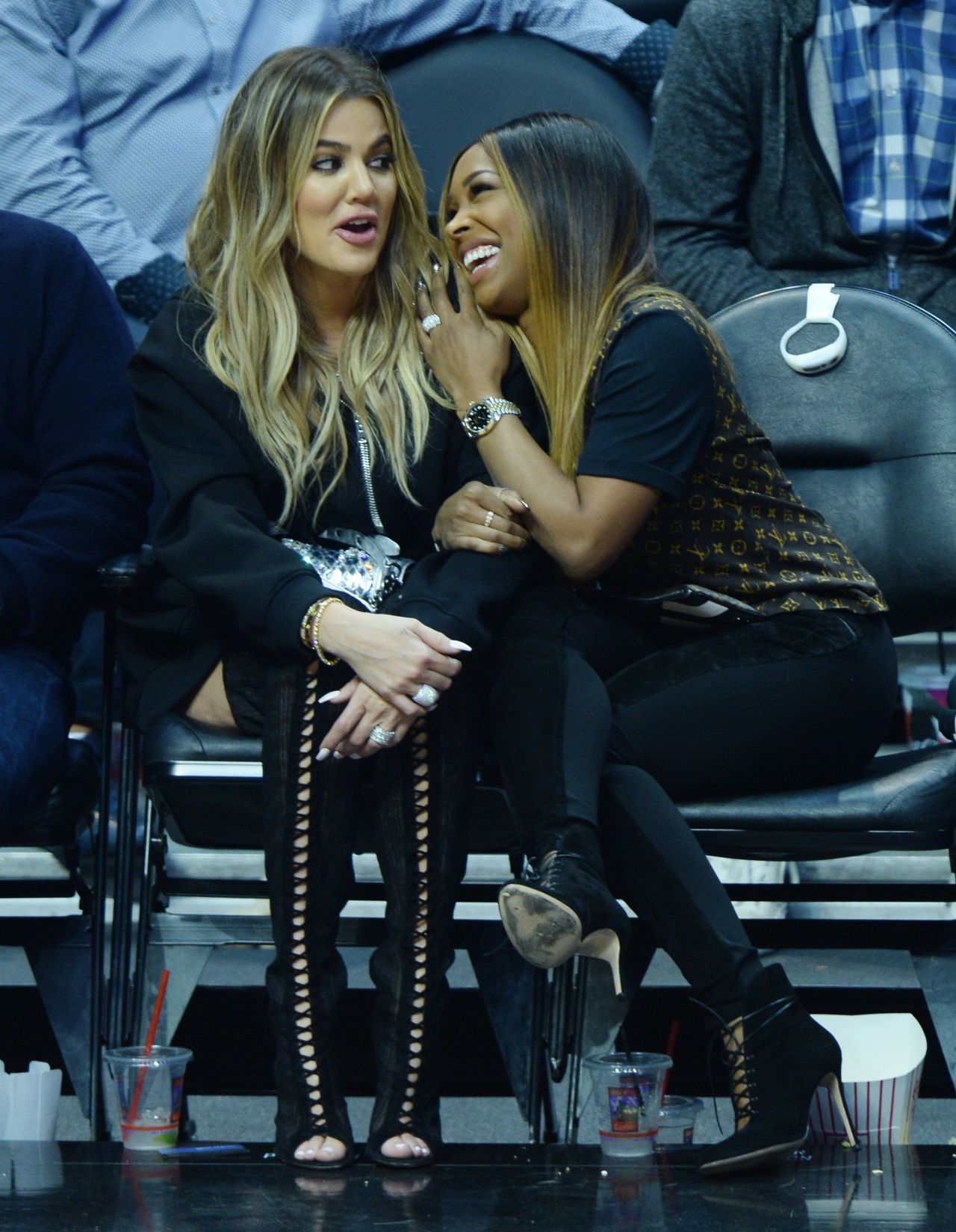 Khloe Kardashian and Malika Haqq at NBA Game in LA 3/18/ 2017 • CelebMafia