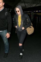 Kristen Stewart Travel Outfit - Arrives at JFK Airport in NYC 3/8/ 2017