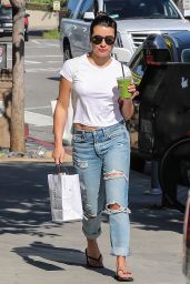 Lea Michele in Ripped Jeans - Leaving Beaming Organic Superfood Cafe in Brentwood 3/13/ 2017