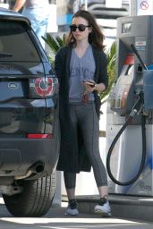 Lily Collins at a Gas Station in Beverly Hills, California 3/29/2017