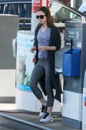 Lily Collins at a Gas Station in Beverly Hills, California 3/29/2017
