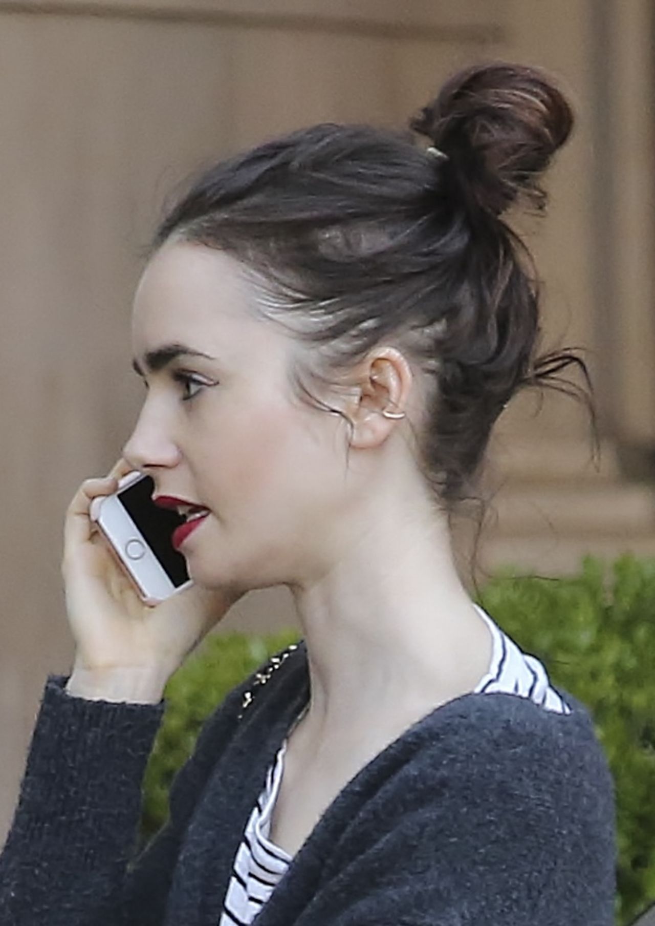 Lily Collins - Goes to Blue Ribbon Sushi Bar & Grill at The Grove mall