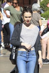 Lily Collins - Goes to Blue Ribbon Sushi Bar & Grill at The Grove mall in West Hollywood
