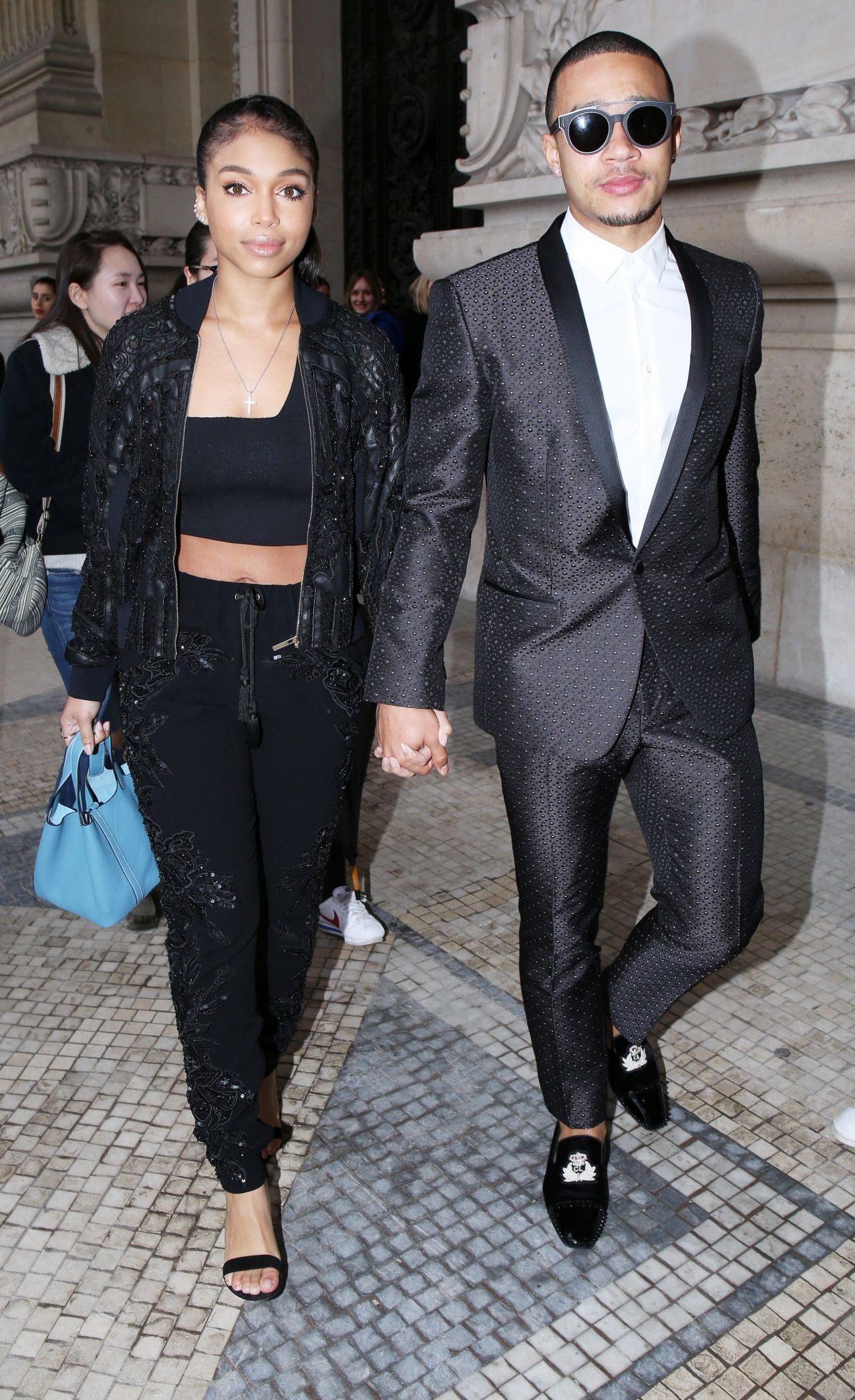 Lori Harvey & Memphis Depay leaving the Elie Saab show during Paris Fashion  Week Ready to wear Fall/Winter 2017-2018 on March 4, 2017 in Paris, France.  (Photo by Lyvans Boolaky/imageSPACE) *** Please
