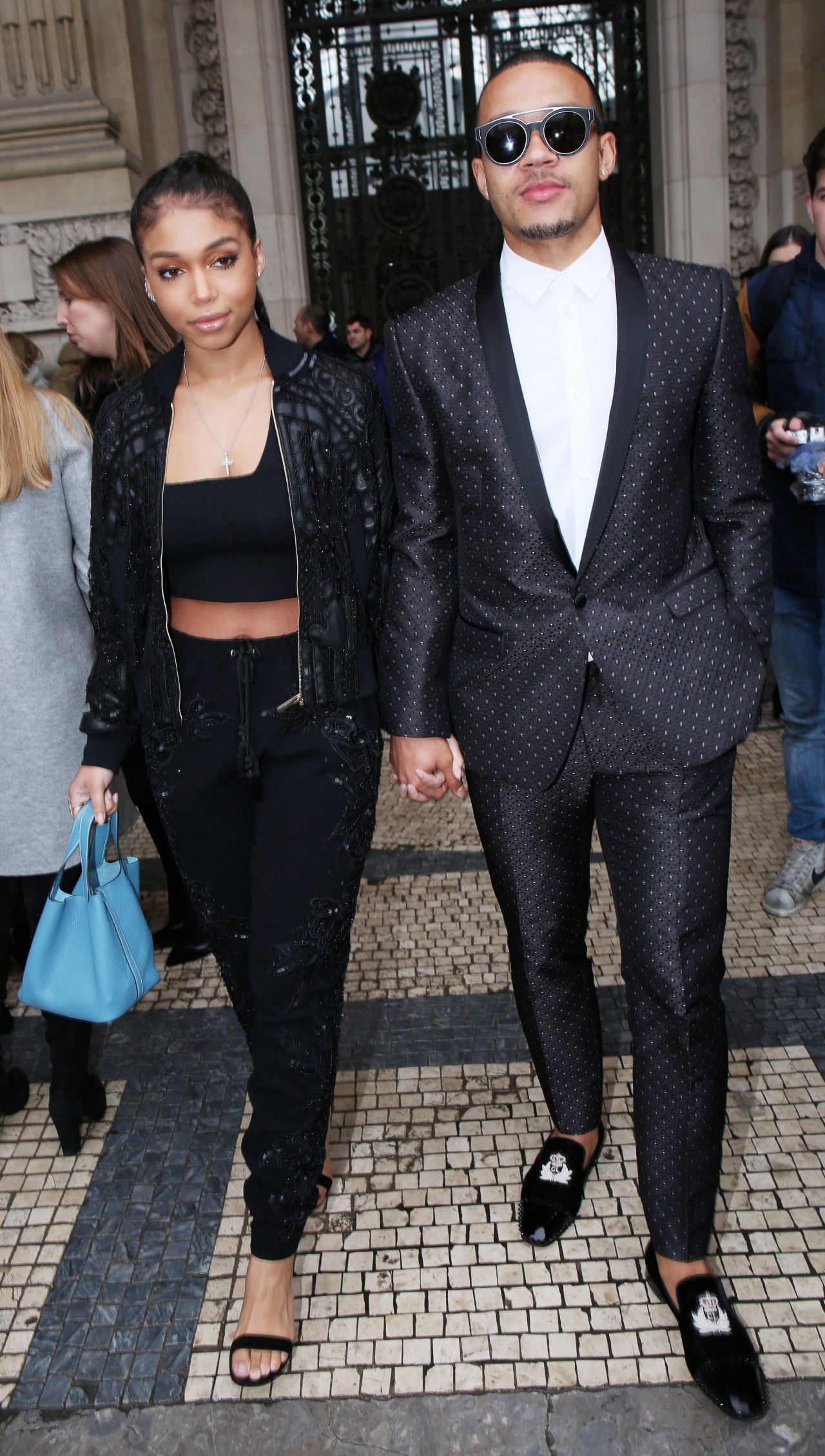 Lori Harvey & Memphis Depay leaving the Elie Saab show during Paris Fashion  Week Ready to wear Fall/Winter 2017-2018 on March 4, 2017 in Paris, France.  (Photo by Lyvans Boolaky/imageSPACE) *** Please