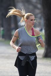 Michelle Hunziker - Shooting an Advert in a Park in Milan, Italy 3/14/ 2017