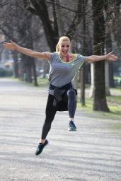 Michelle Hunziker - Shooting an Advert in a Park in Milan, Italy 3/14/ 2017