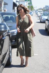 Minka Kelly in a Green Spring Fashionable Jumpsuit - Los Angeles 3/29/2017