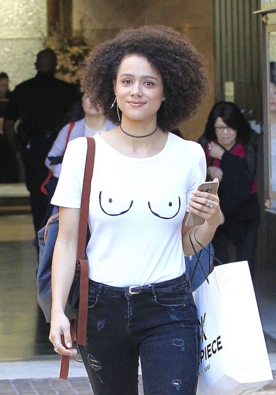 Nathalie Emmanuel in Tights - Shops At The Grove in LA 3/8/ 2017