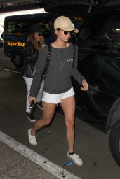 Nina Dobrev Leggy in Shorts - at LAX Airport in Los Angeles 3/6/ 2017