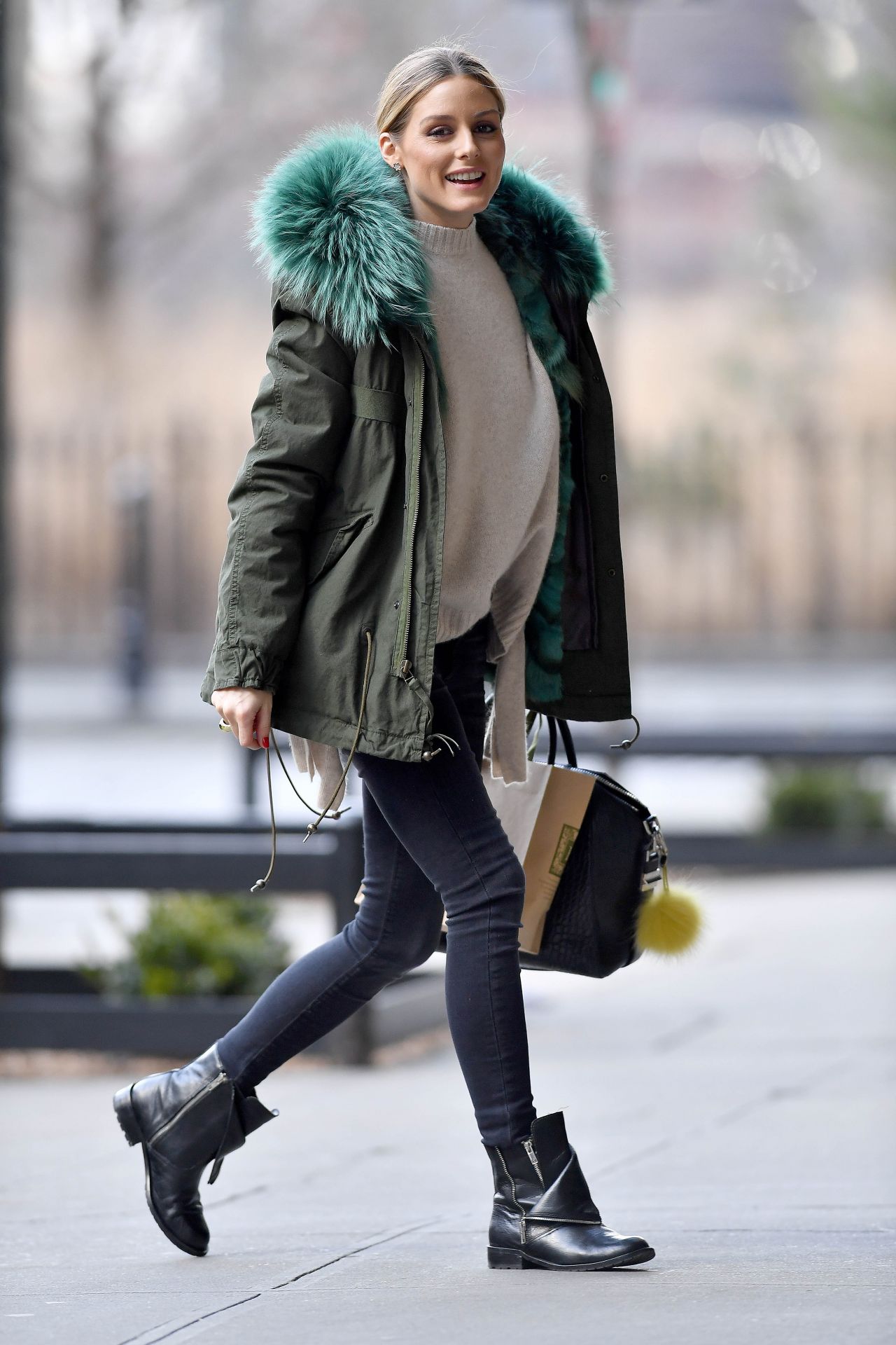 Olivia Palermo Wearing a Green Jacket and Black Boots - Brooklyn 3/11 ...