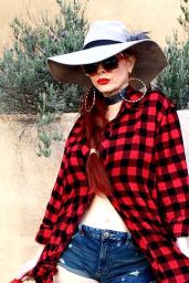 Phoebe Price Poses in a Ridiculous Hat and Over Sized Checkered Shirt - Beverly Hills 3/3/ 2017