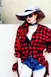 Phoebe Price Poses in a Ridiculous Hat and Over Sized Checkered Shirt - Beverly Hills 3/3/ 2017