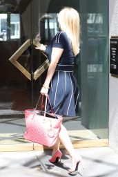Reese Witherspoon in Navy Scallop Sweater Dress - Leaving Her Office in Beverly Hills 3/15/ 2017